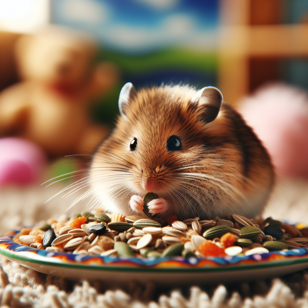 A happy rodent enjoying seeds